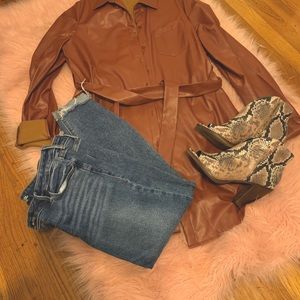 NWOT Faux leather shirt dress